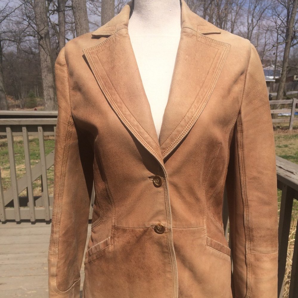 MNG Vintage Leather Tan Jacket